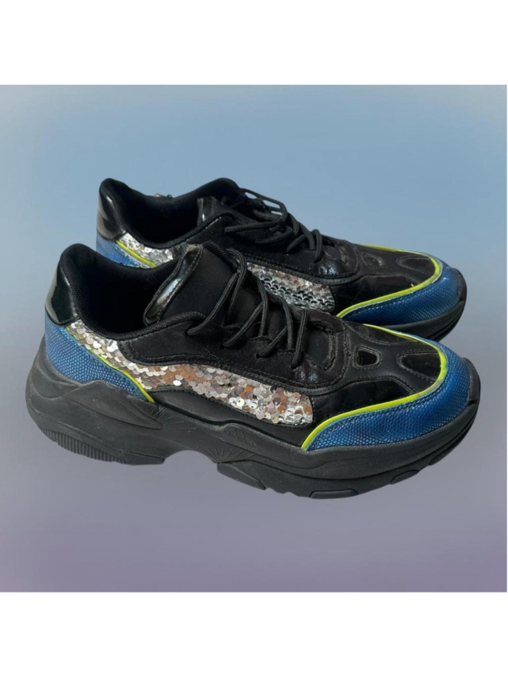 ASOS Black & Blue Sequin Sneakers